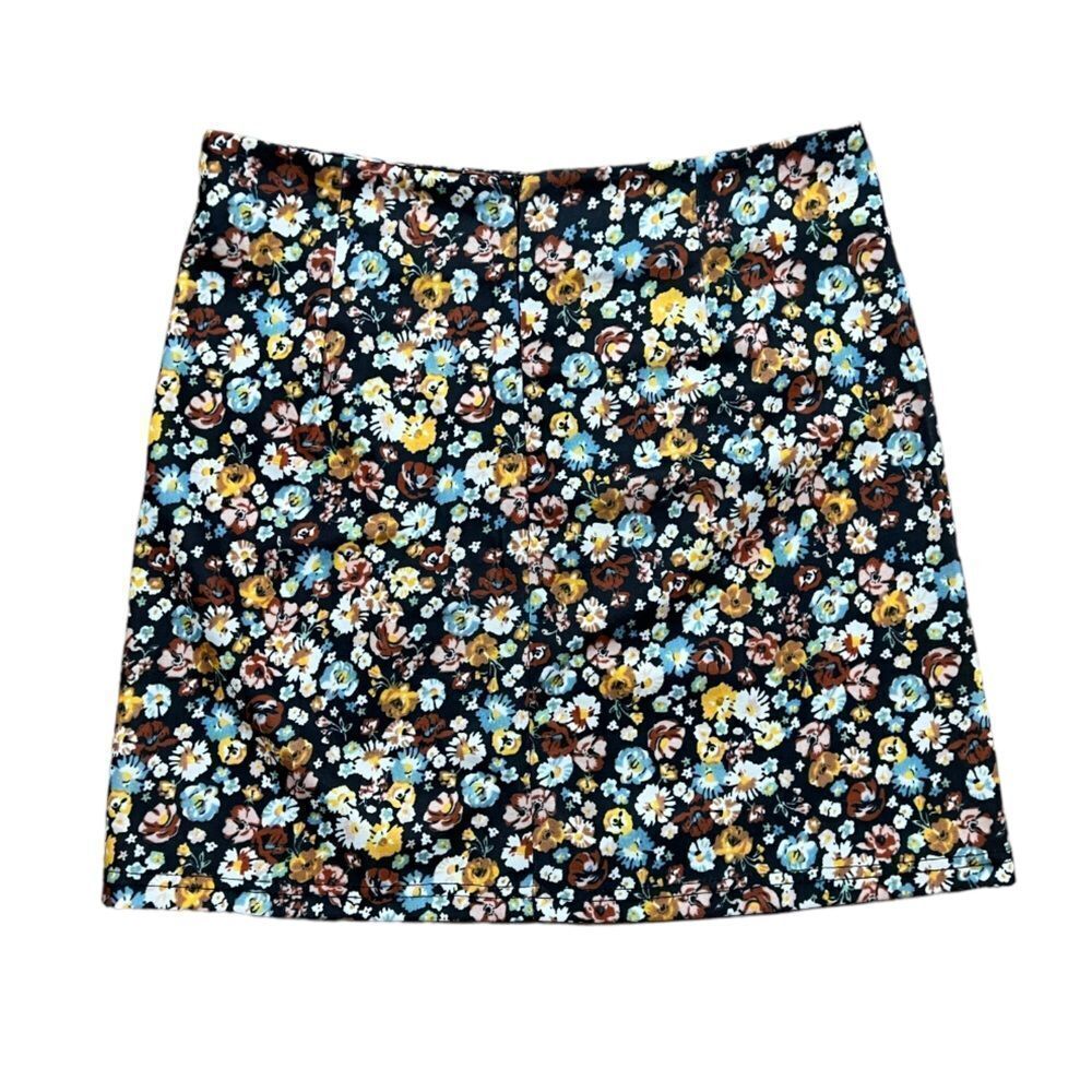 Shein Dark Floral Printed Fall Mini Skirt